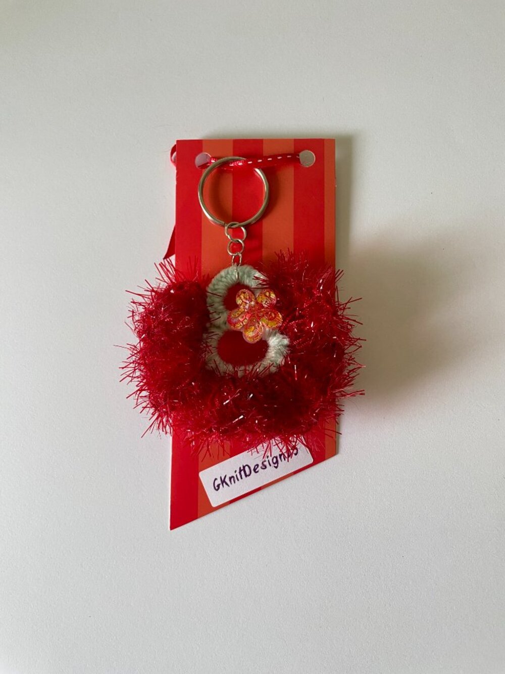 Handmade Bag Charm, Crochet Keychain Charm, Stocking Stuffer, Floral Keychain
